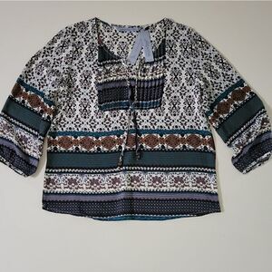 Arianna Peasant BoHo Pintuck Blouse